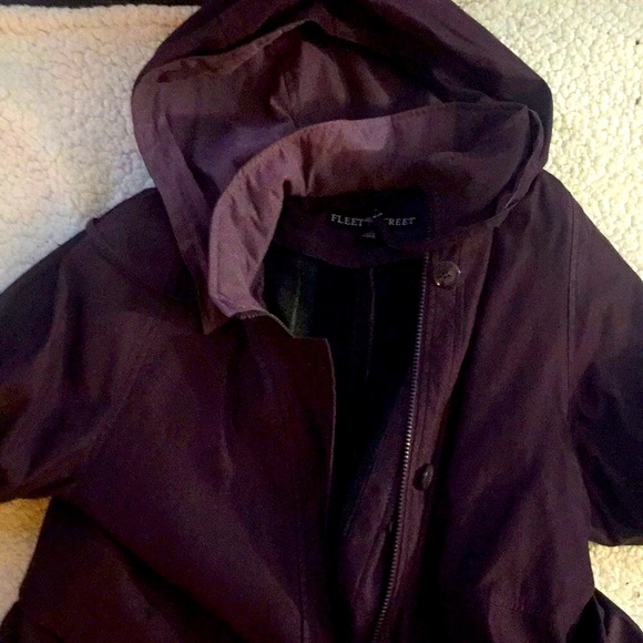 Fleet Street Jackets & Blazers - Purple full length lined hooded raincoat, Fleet Street, size 12